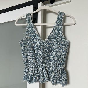 Topshop Crochet Floral Peplum Top XS